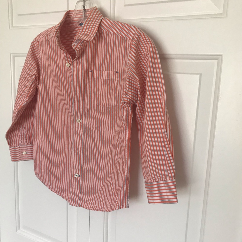 Gymboree Boys Size 6 Button Down Long Sleeve Shirt, Stripe, Color - Orange